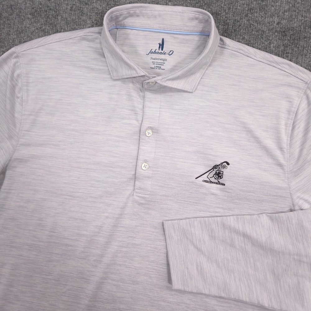 Johnnie O Featherweight Swing Polo Shirt Mens L Light Gray Heather Midland Hills